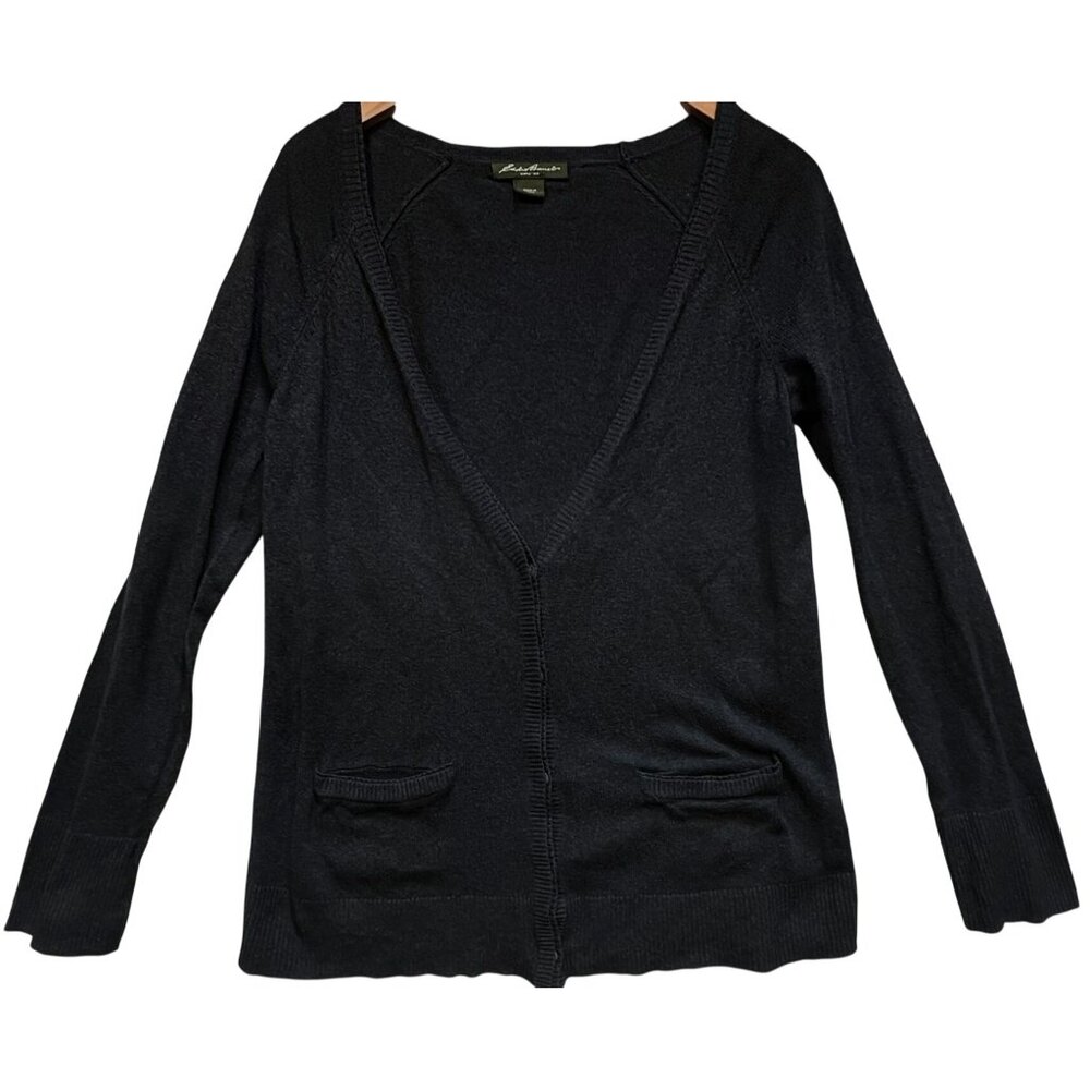 Eddie Bauer Women's V-Neck Cardigan Sweater Long Sleeve Sz M Dark Gray